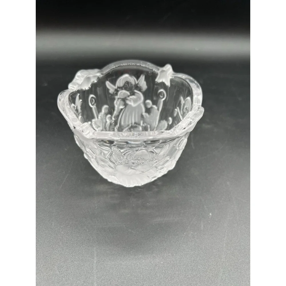 🎄Mikasa Christmas Angel Holiday Candle / Candy Holder Glass‎ Bowl – Vintage